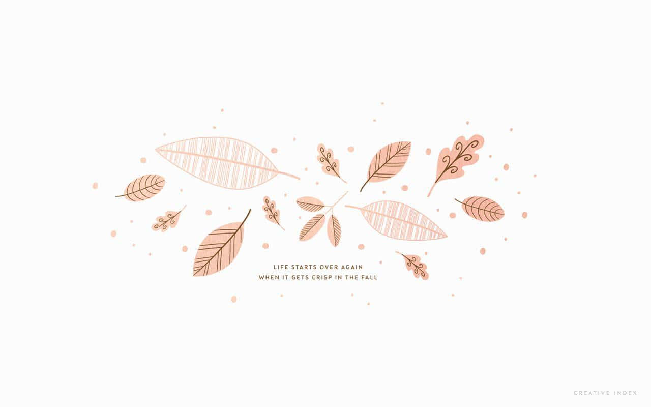 A Scene Of Minimalistic Beauty - An Autumn Pastel Sky Outlining The Silhouette Of Fall Leaves Background