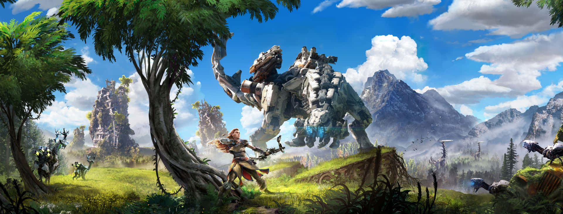 A Scene With A Large Group Of People And Animals Background