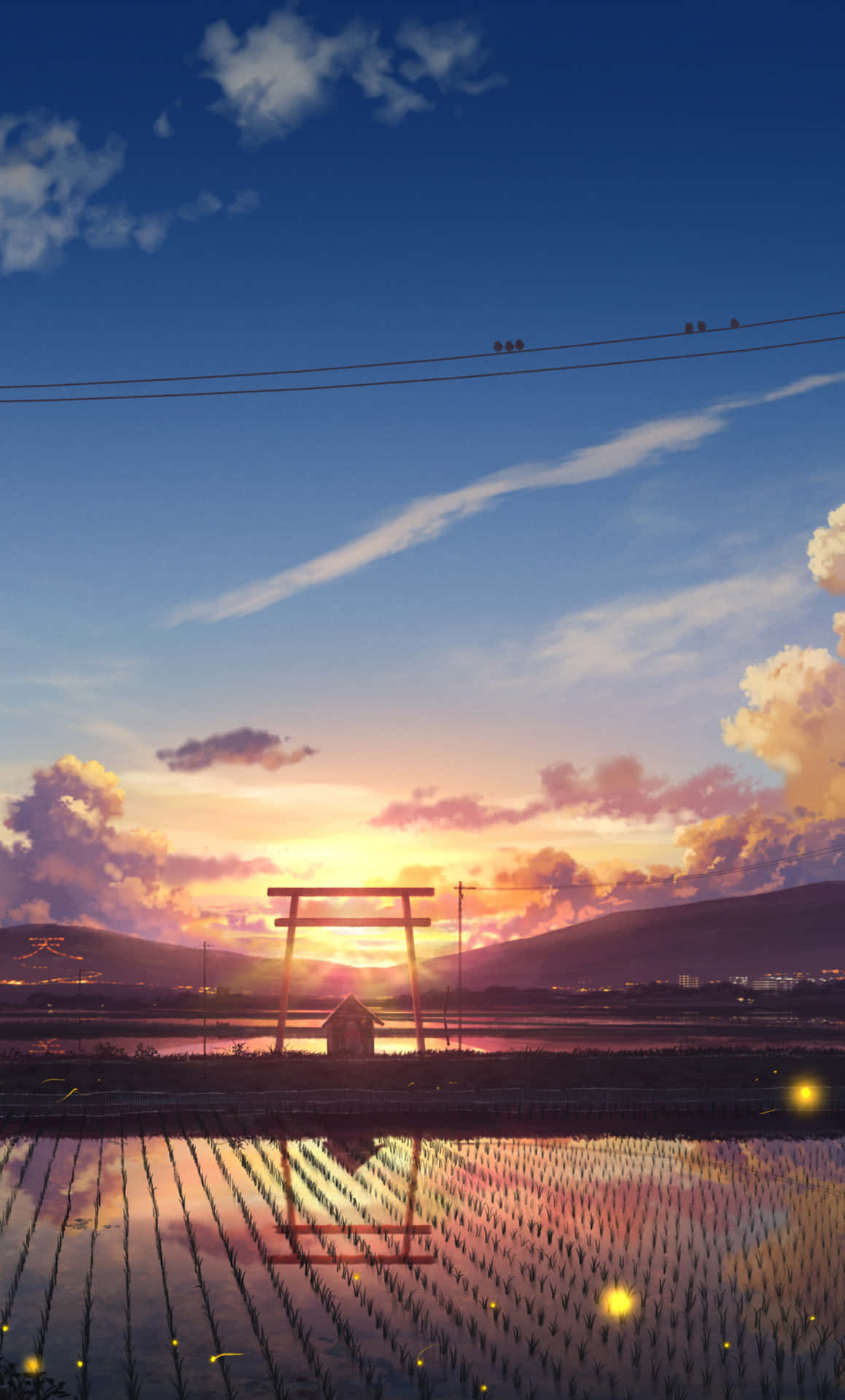 A Scenic Anime Sunset With A Captivating Beauty On The Iphone Background