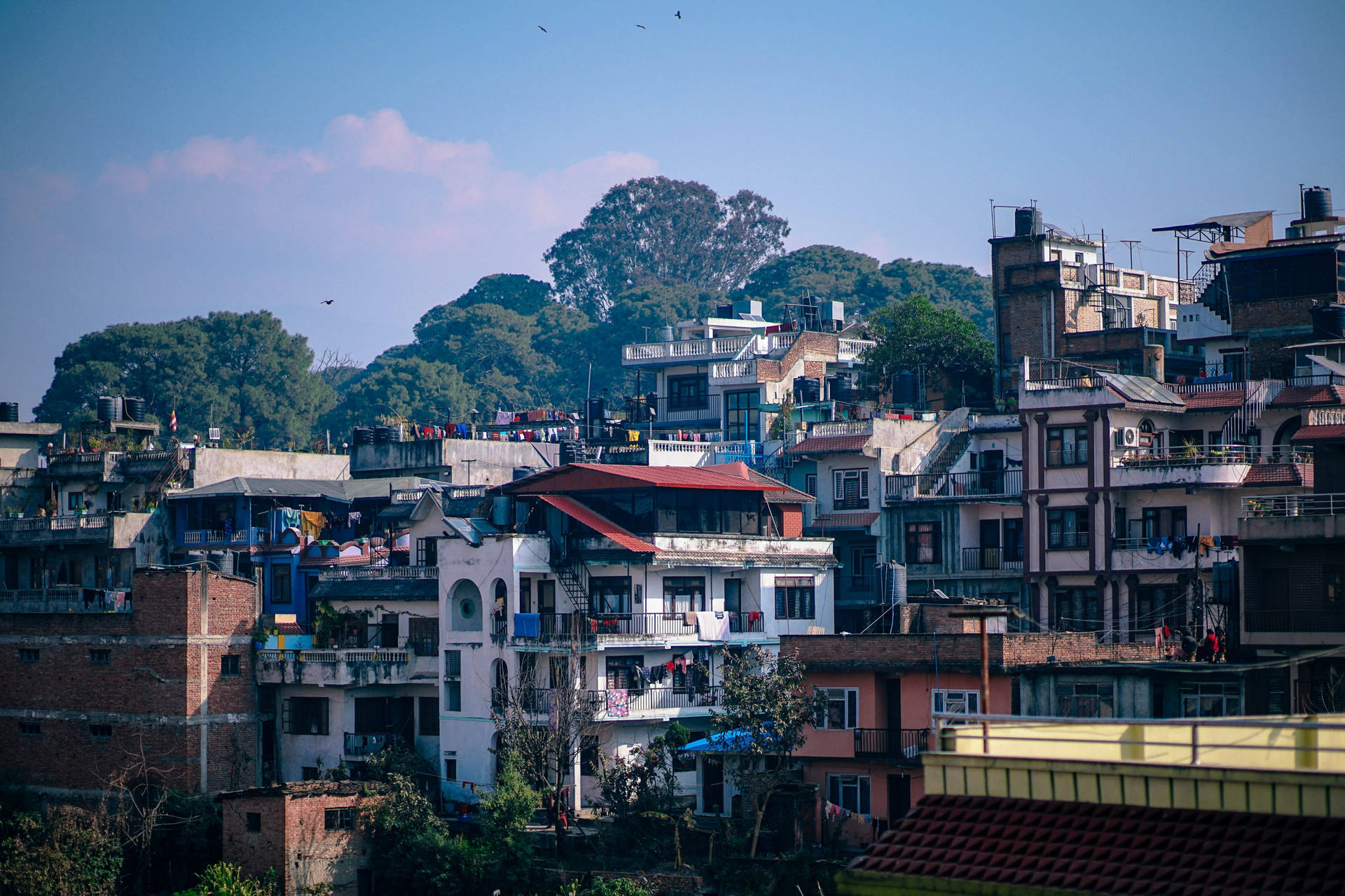 A Scenic Overlook Of Kathmandu City Background