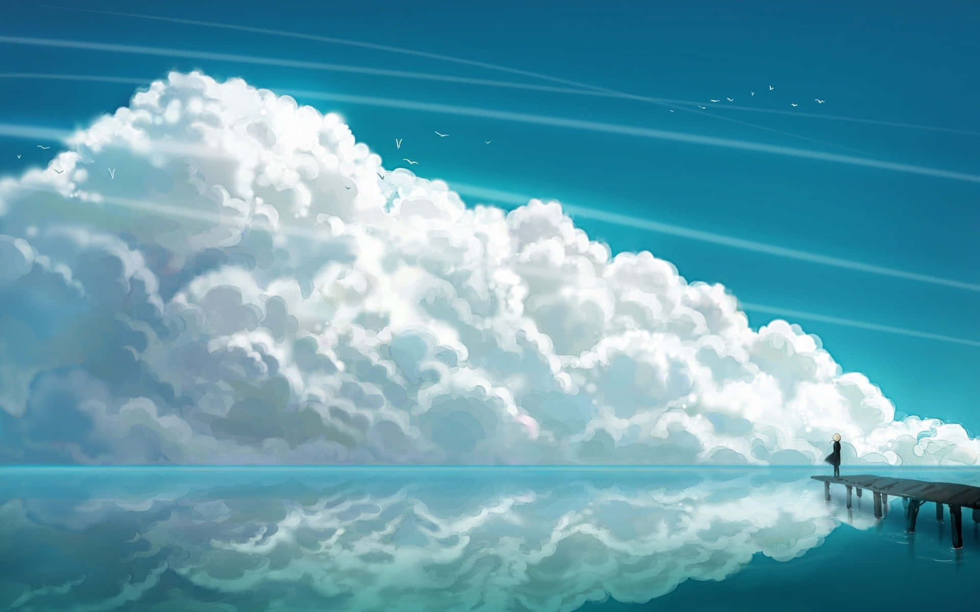 A Scenic View Of An Anime Sky, Beautiful And Ethereal Background