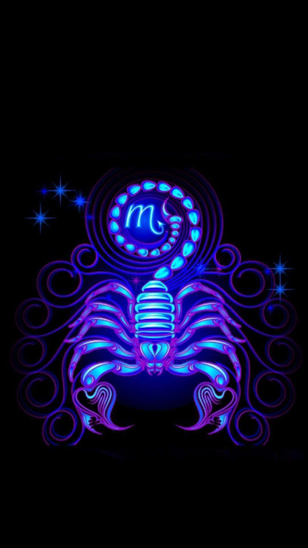 A Scorpion With A Blue And Purple Background Background