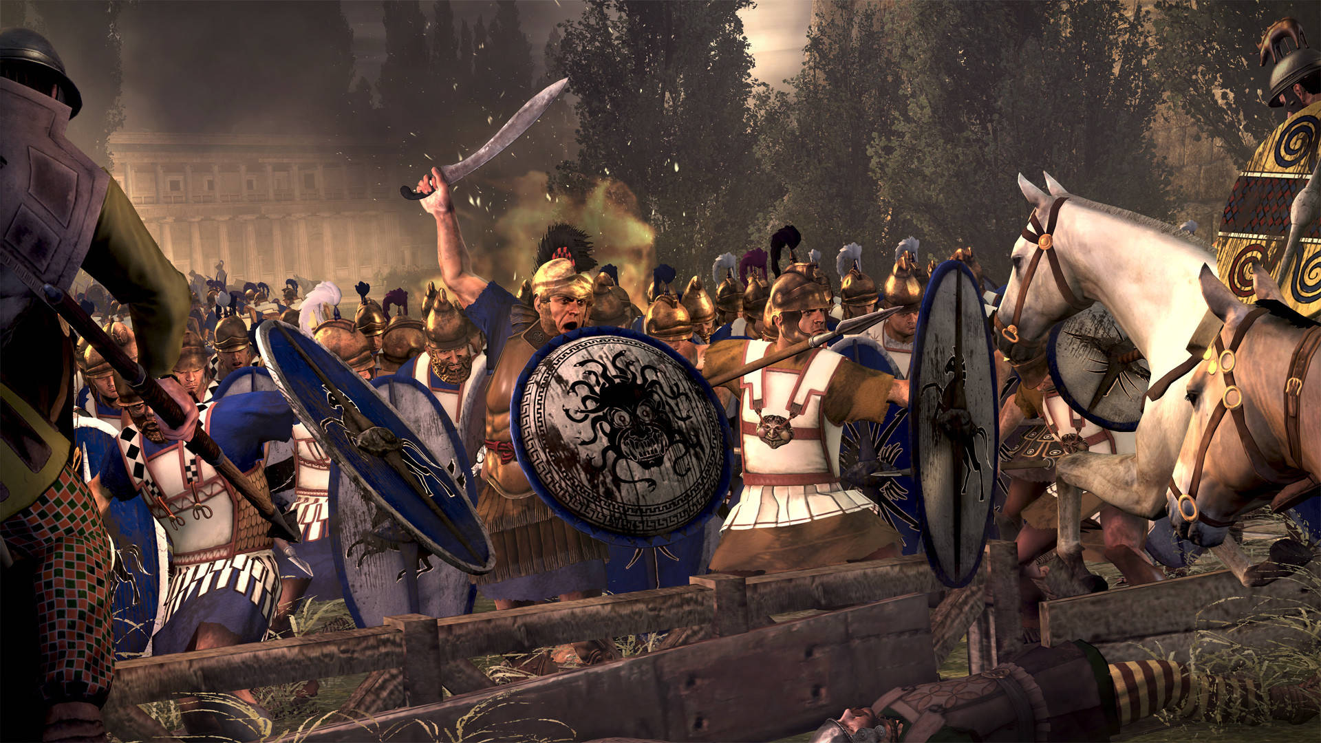 A Screenshot Of A Battle Between Romans And Greeks