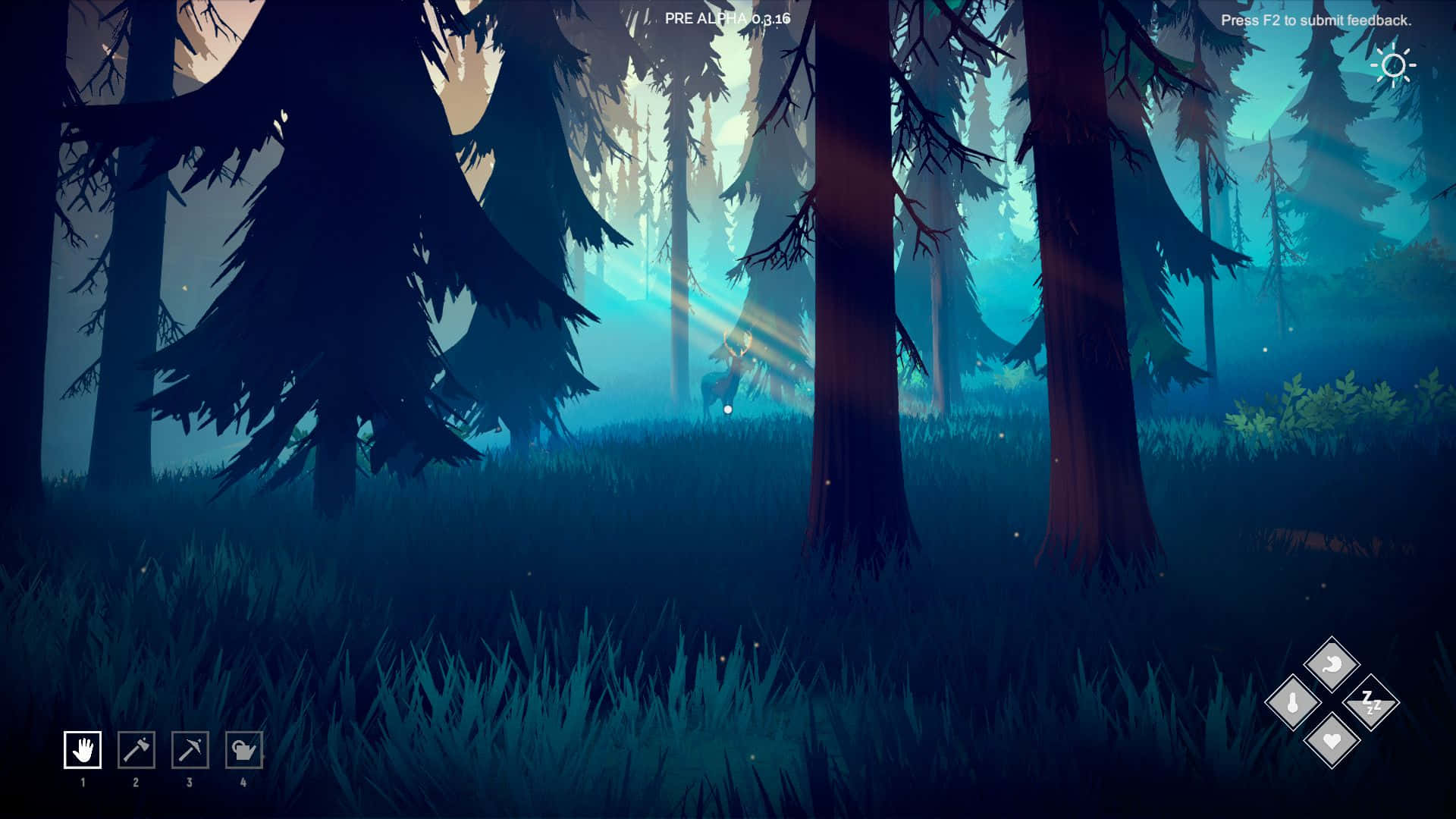 A Screenshot Of A Forest With Trees And A Sun