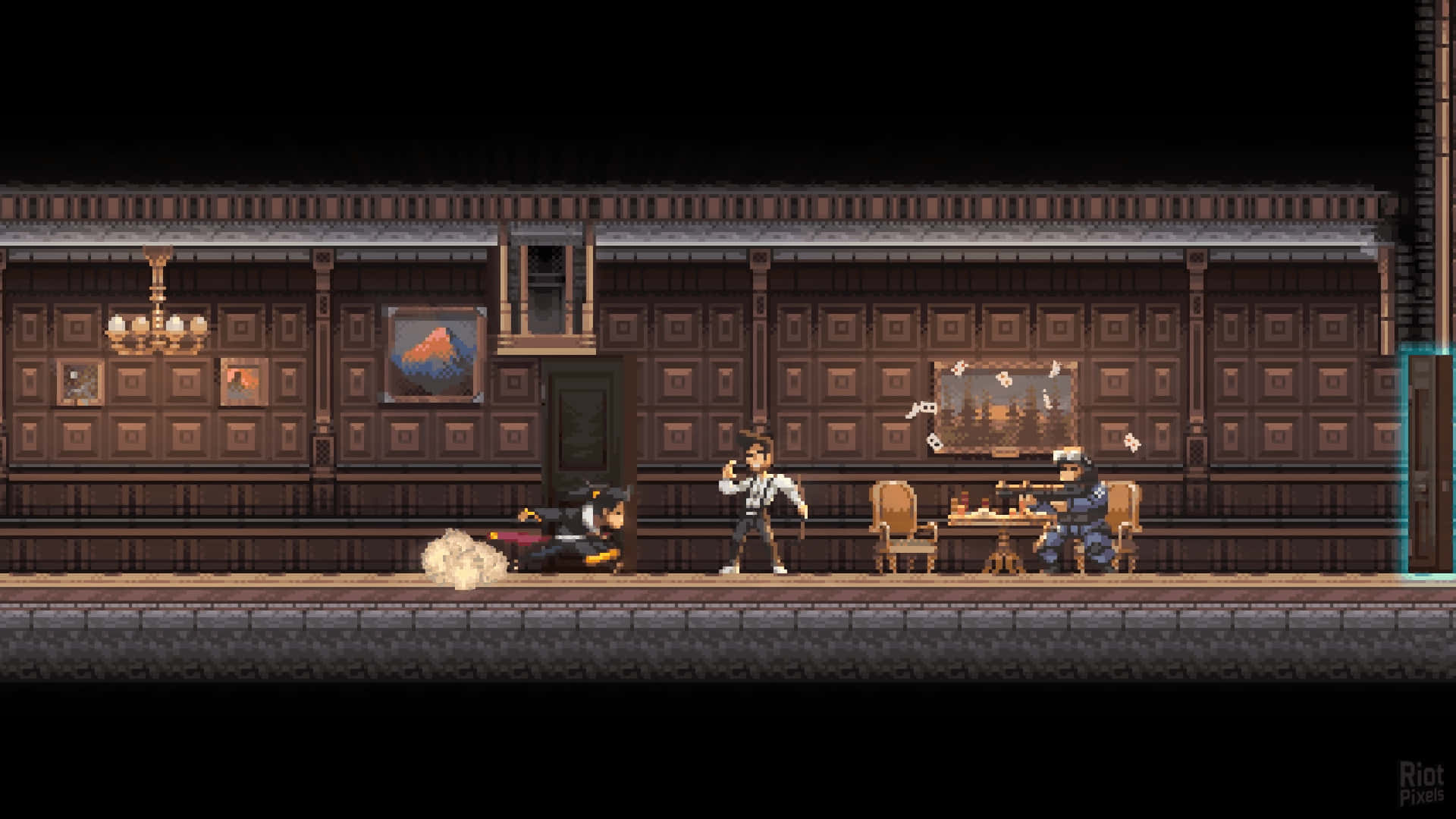 A Screenshot Of A Game With Two People In A Room Background
