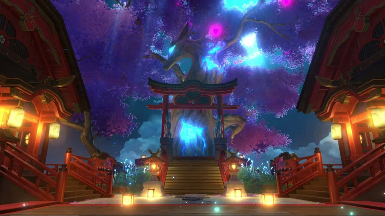 A Screenshot Of A Temple In A Video Game Background