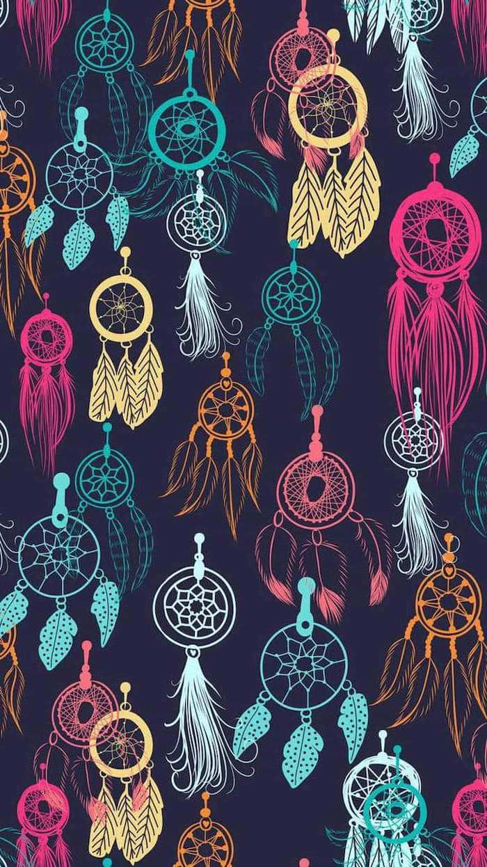 A Seamless Pattern With Colorful Dream Catcher