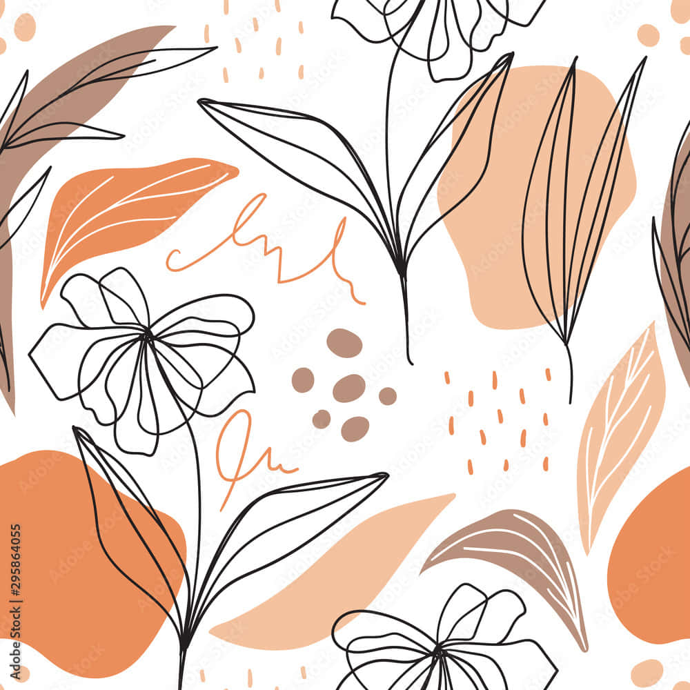 A Seamless Pattern With Flowers And Leaves Background