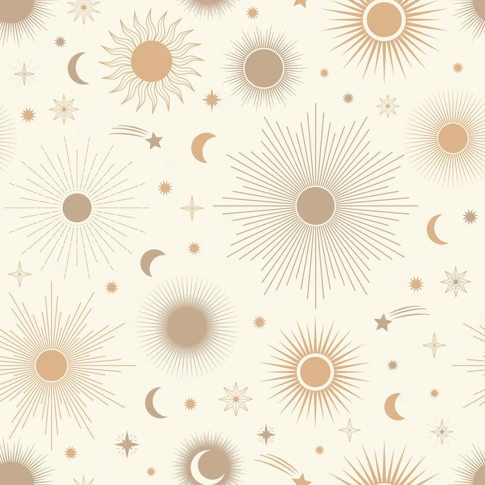 A Seamless Pattern With Suns And Stars Background