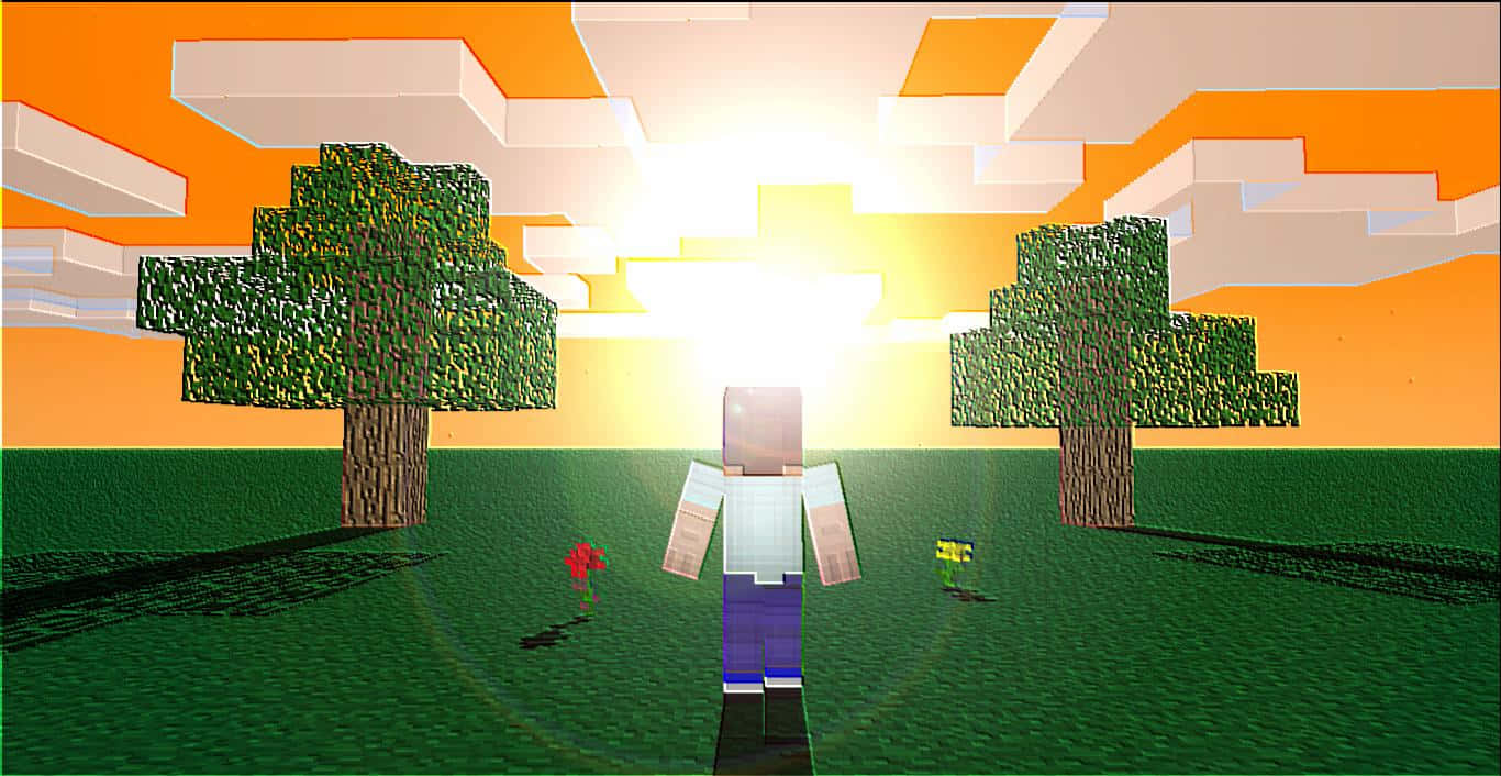 A Serene Minecraft Sunset Background