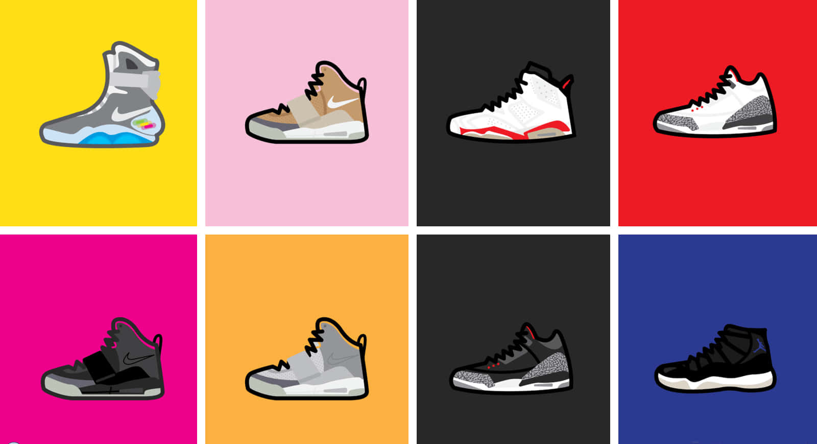 A Set Of Different Colored Sneakers On A Background Background