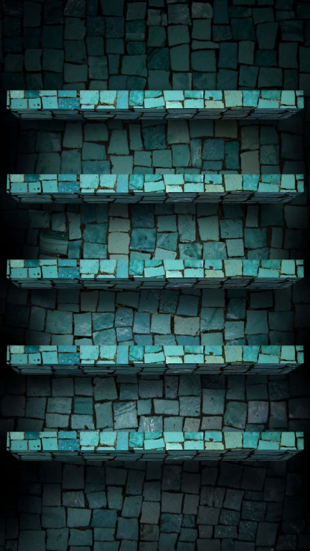 A Set Of Shelves Made Of Blue Bricks Background