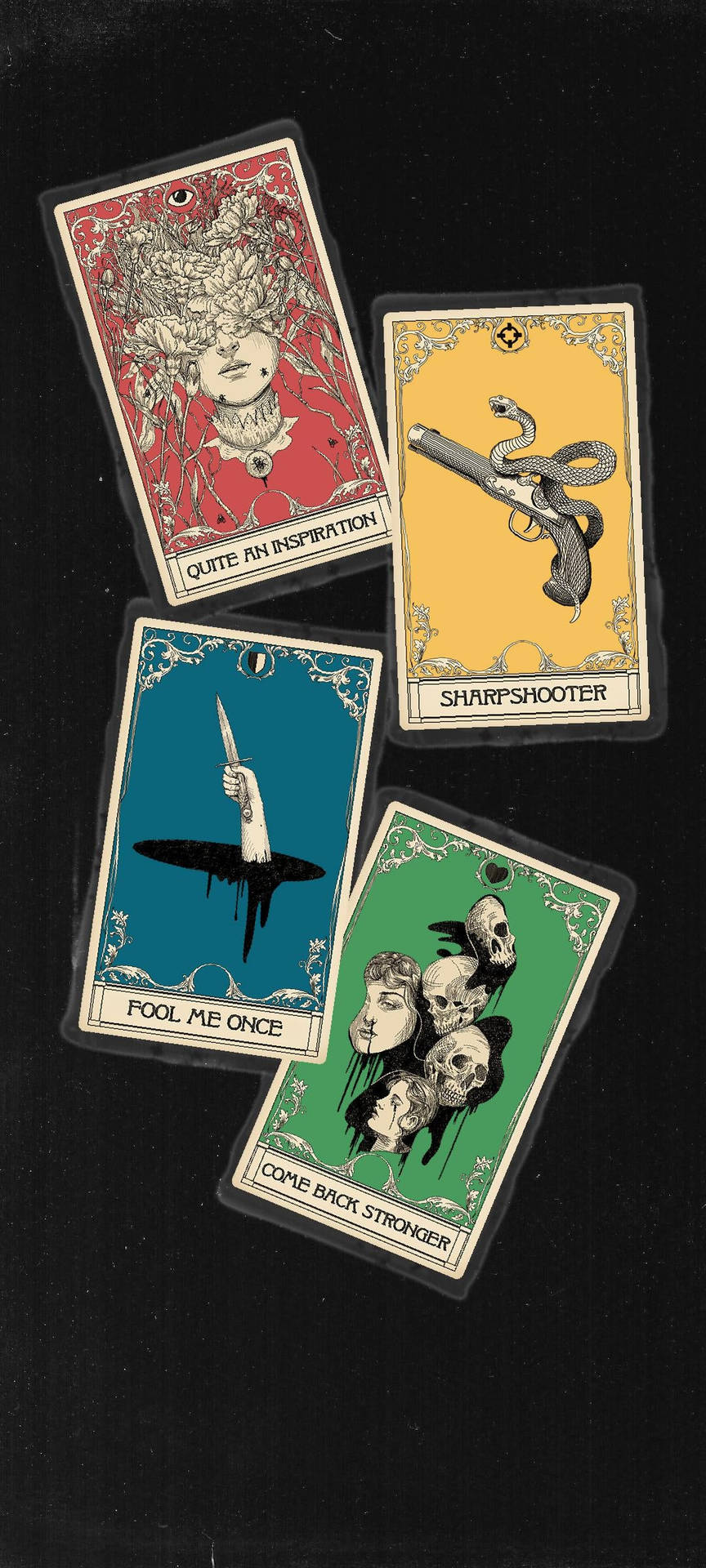 A Set Of Tarot Cards With Different Images Background