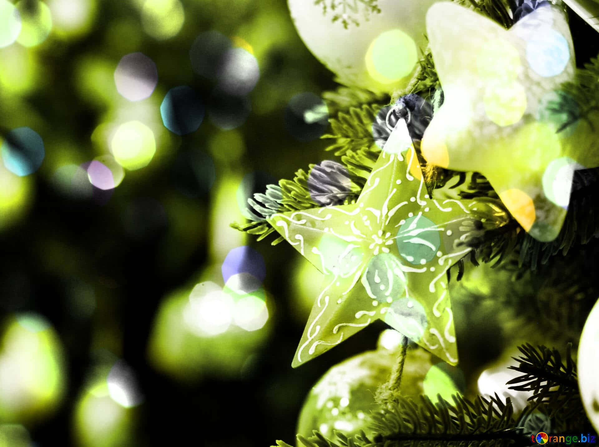 A Shining Christmas Star In A Winter Night Sky. Background