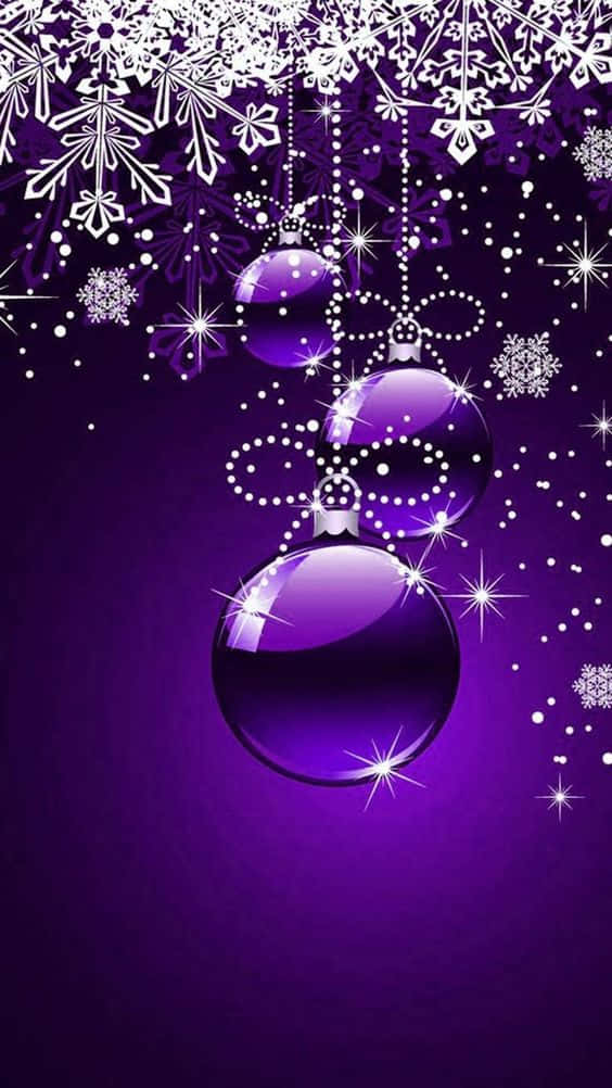 A Sight Of Elegance: Stunning Purple-themed Christmas Decorations Background