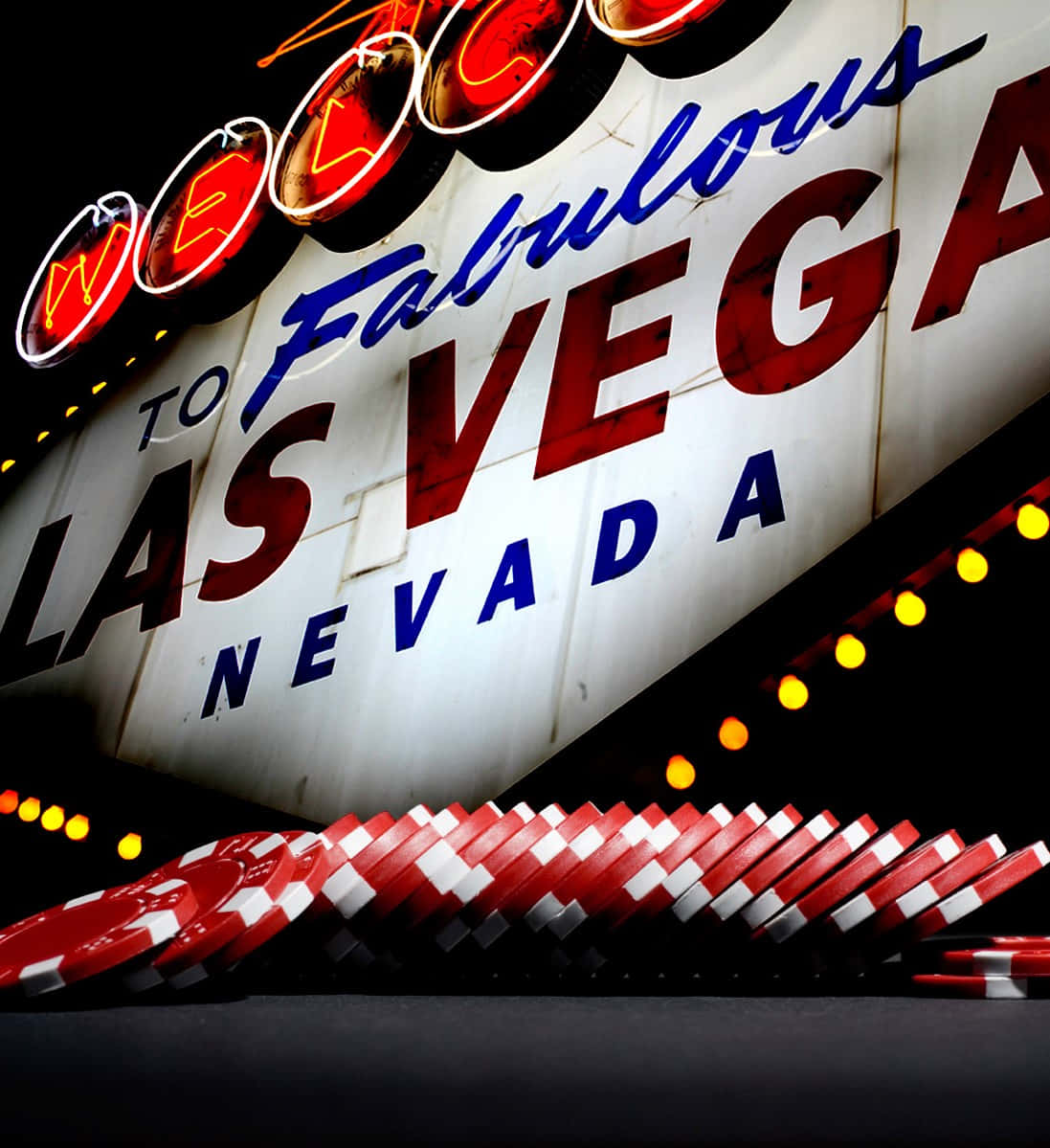 A Sign With A Red And White Stripe Background