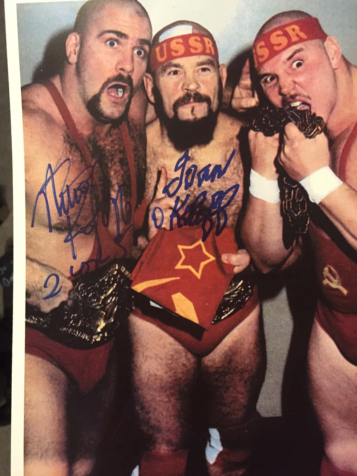 A Signed Portrait Of Canadian Wrestler Ivan Koloff And Krusher Kruschev Background