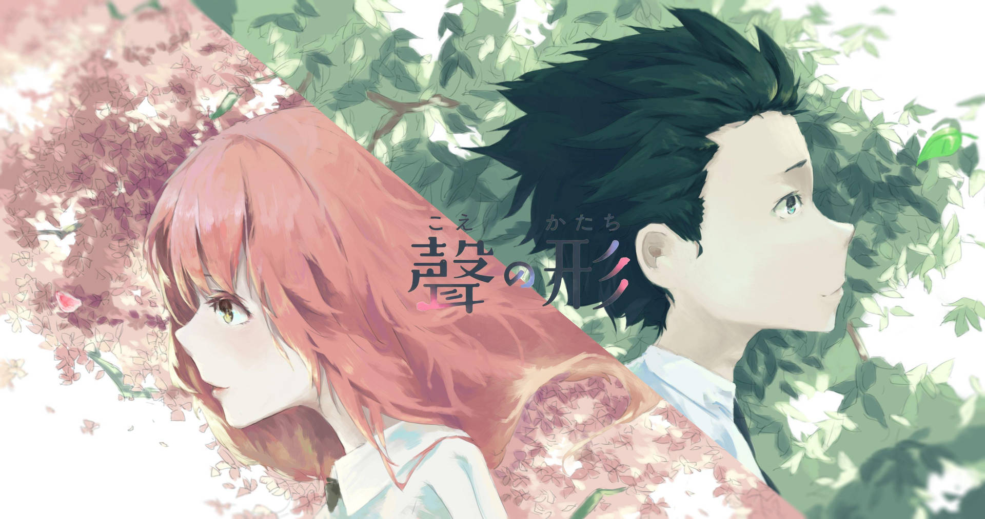 A Silent Voice Pink Green Poster Background