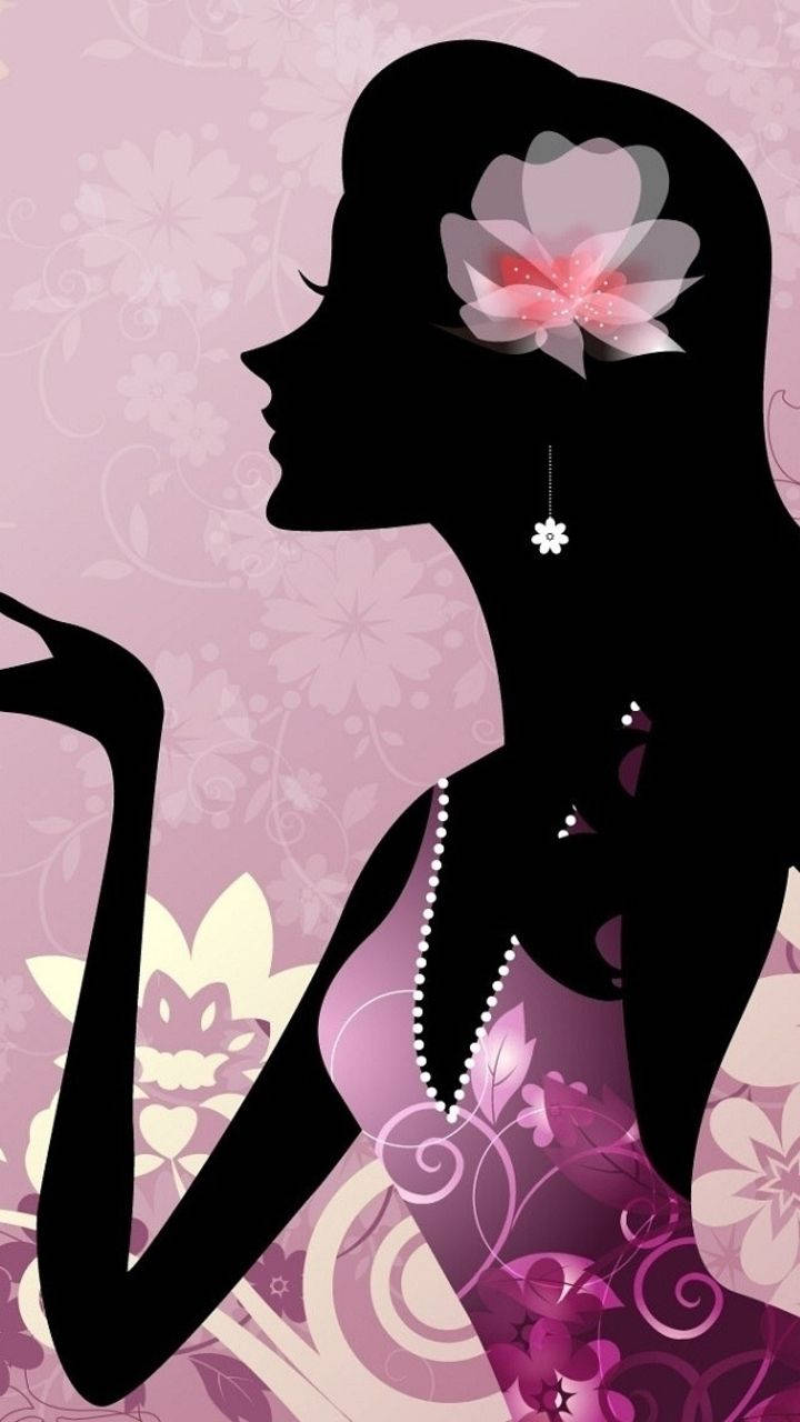 A Silhouette Lady Digital Cartoon Background