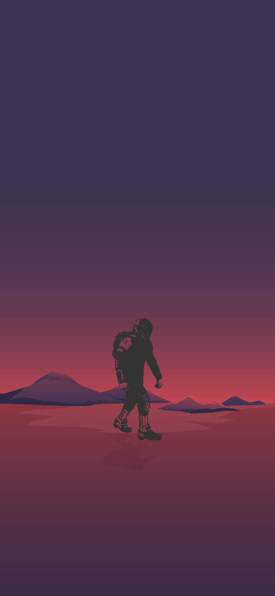 A Silhouette Of A Man Walking In The Desert Background