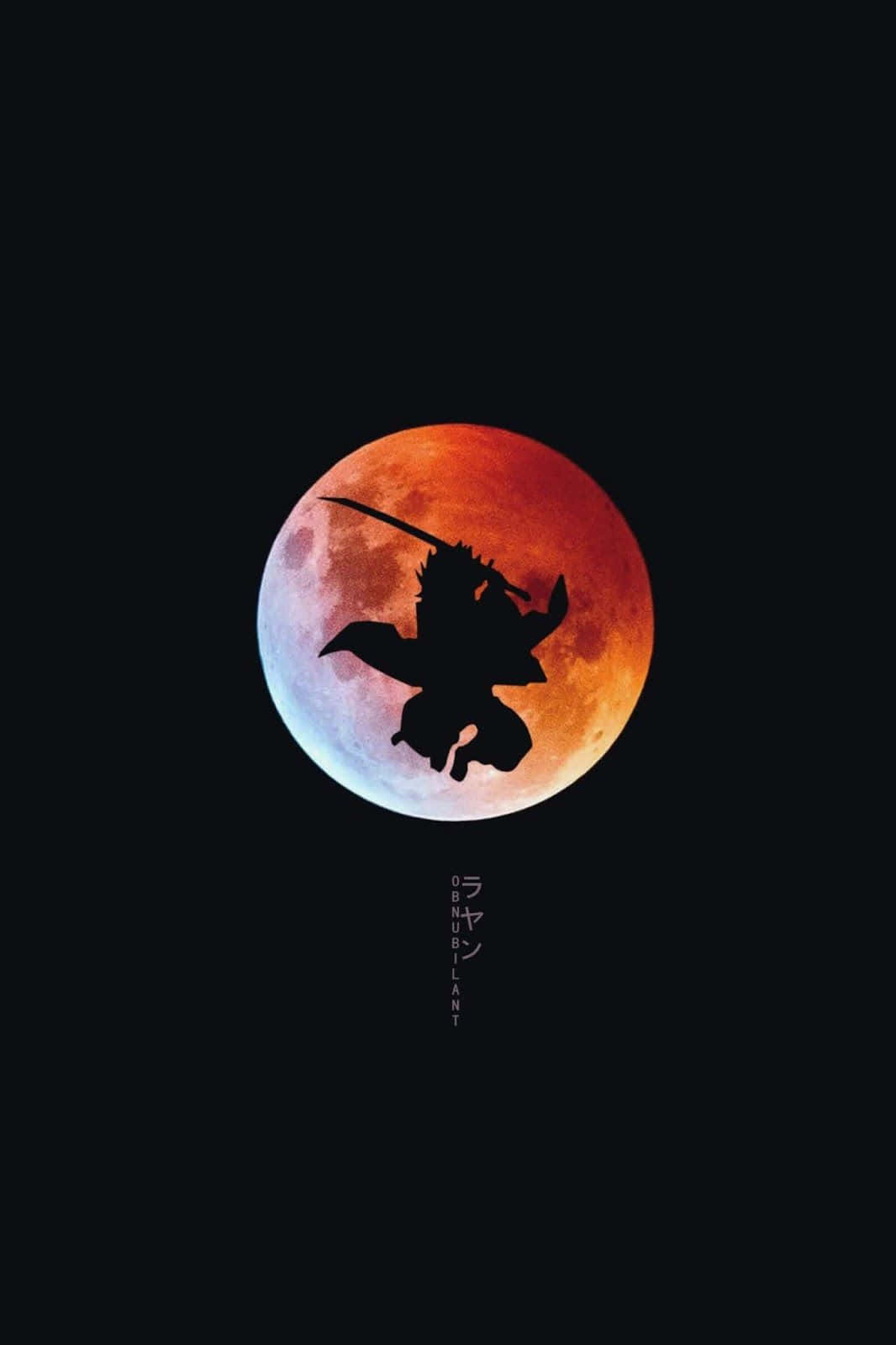 A Silhouette Of A Man With A Sword In Front Of A Full Moon Background