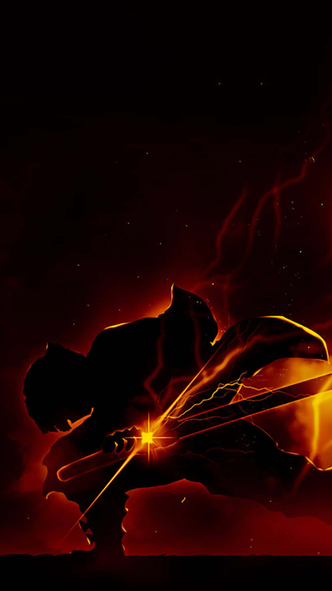 A Silhouette Of A Man With A Sword In His Hand Background