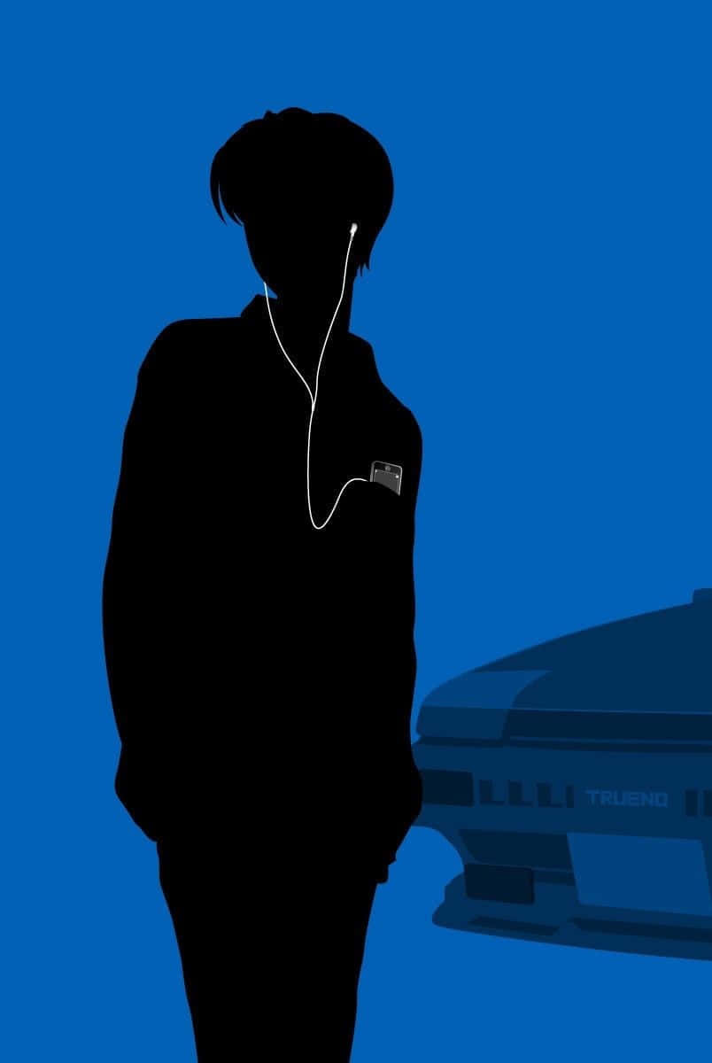 A Silhouette Of A Man With Headphones In Front Of A Car Background