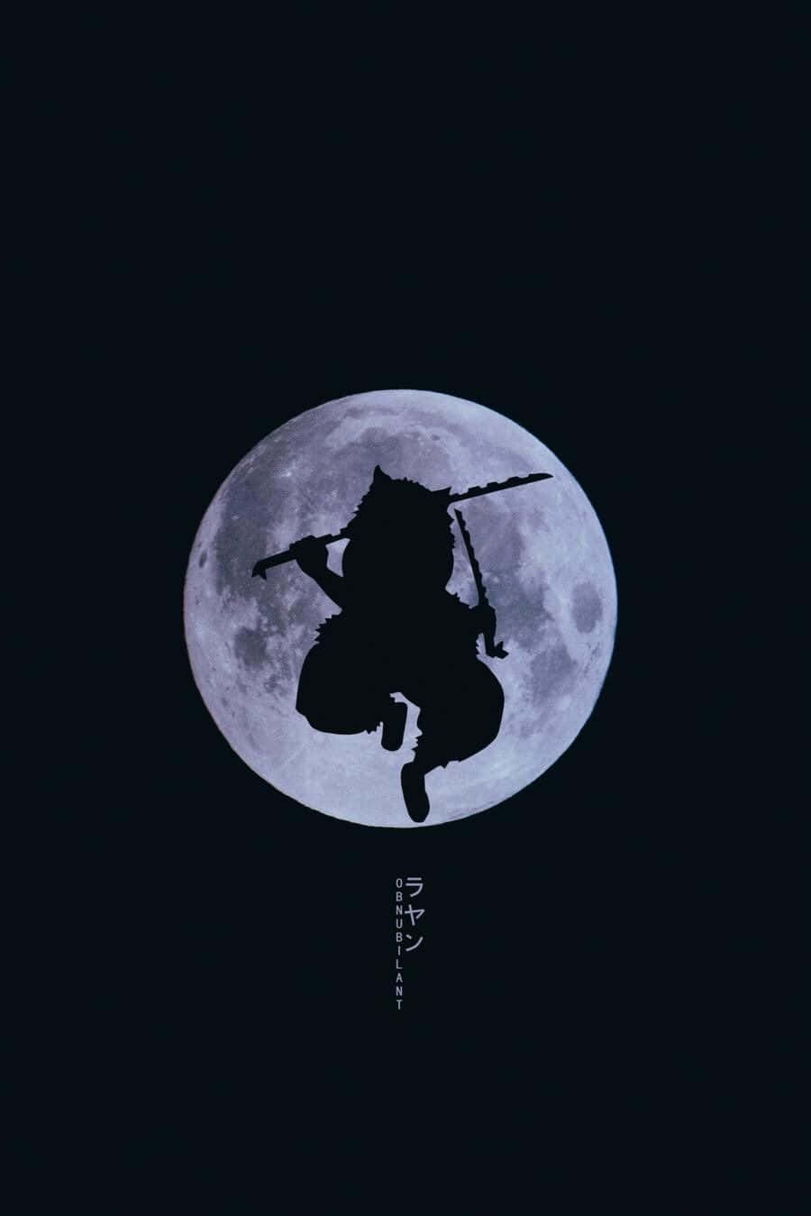 A Silhouette Of A Samurai In Front Of The Moon Background