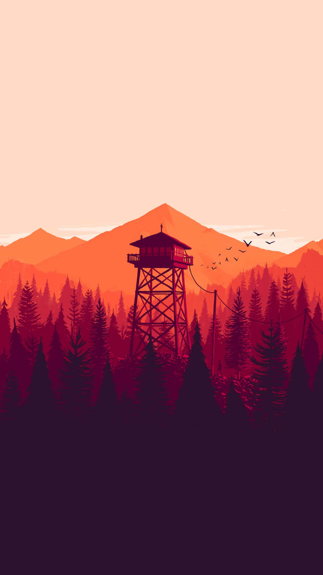 A Silhouette Of A Tower In The Forest Background