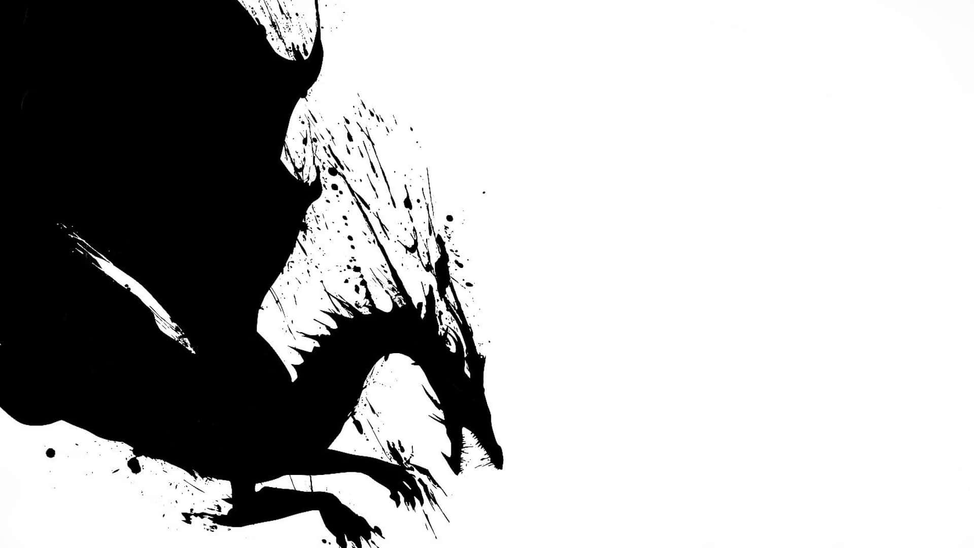 A Silhouetted Figure Of A Japanese Anime Character In Black And White Background