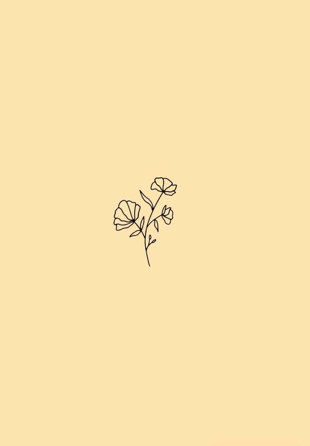 A Simple Drawing Of A Flower On A Yellow Background