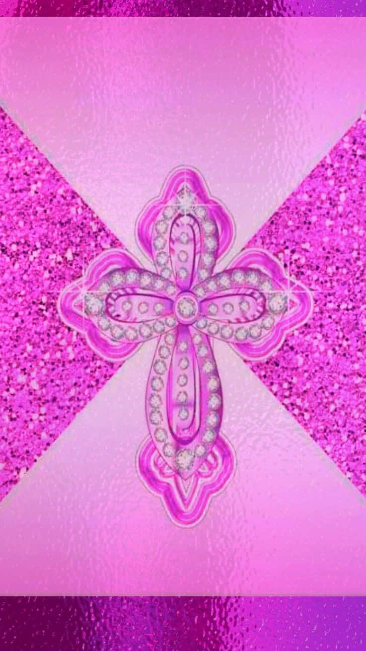 A Simple Pink Cross As A Symbol Of Faith, Hope And Love Background