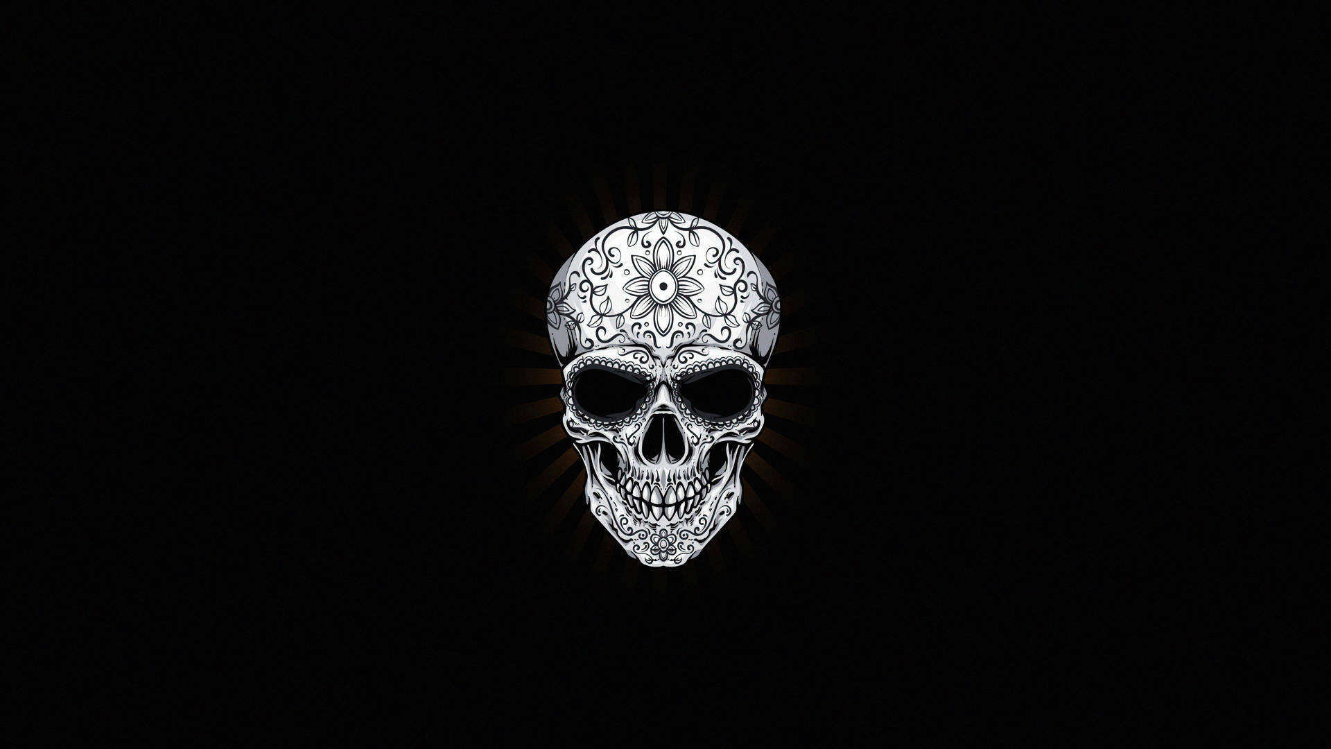 A Sinister Black Skull Looking Out From Its Ominous Dark Background. Background