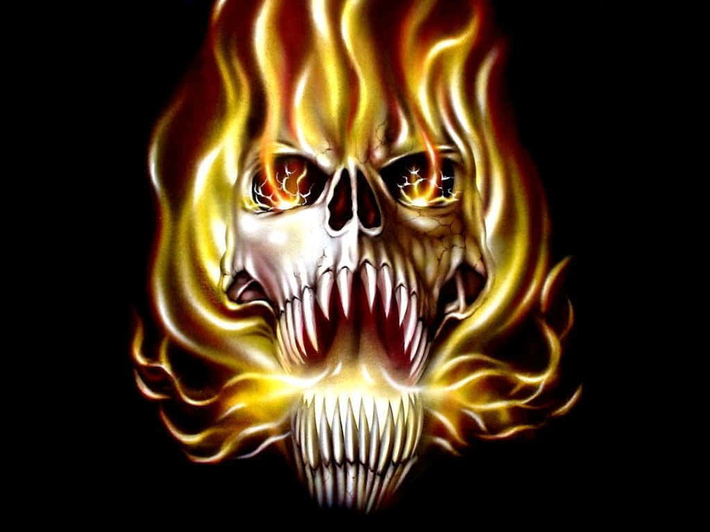A Sinister Evil Skull With Ominous Dark Eyes. Background