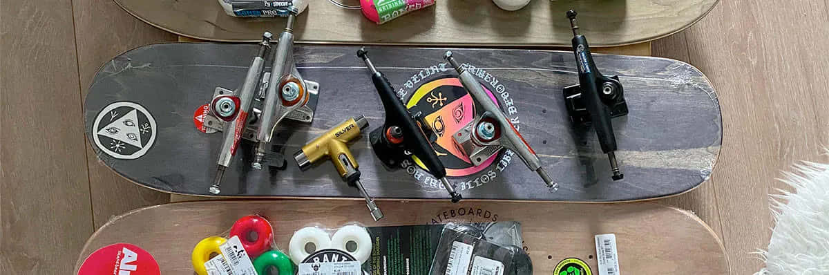 A Skateboard On A Table Background