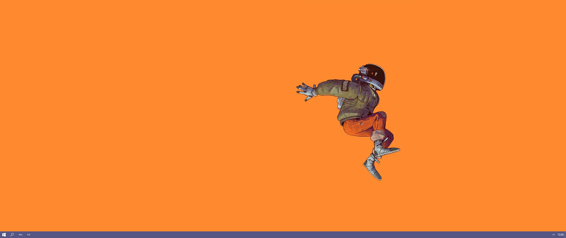 A Skateboarder Jumping On An Orange Background Background
