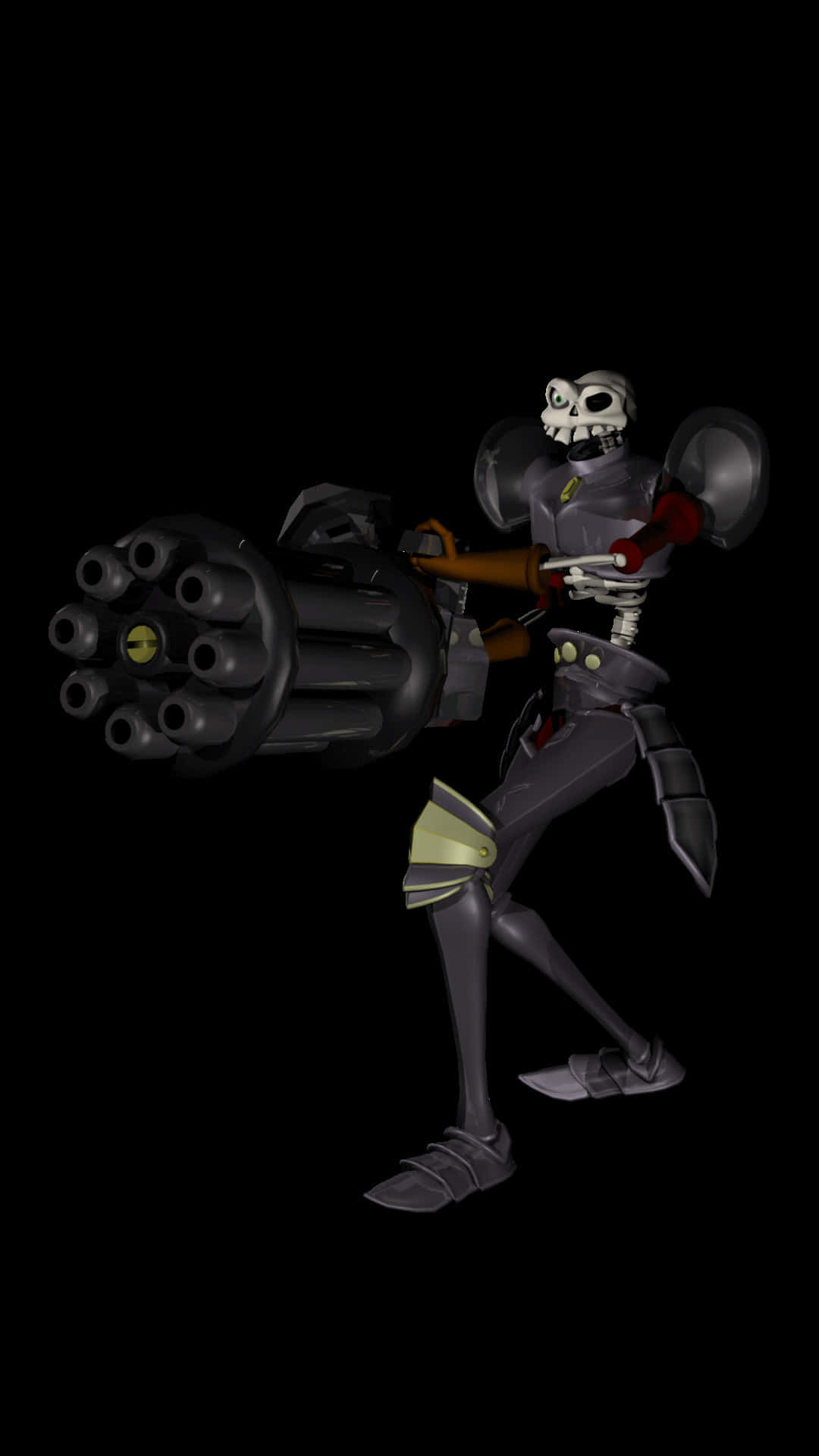 A Skeleton Holding A Gun Background