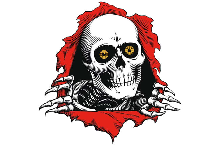 A Skeleton With A Red Background And Claws Background