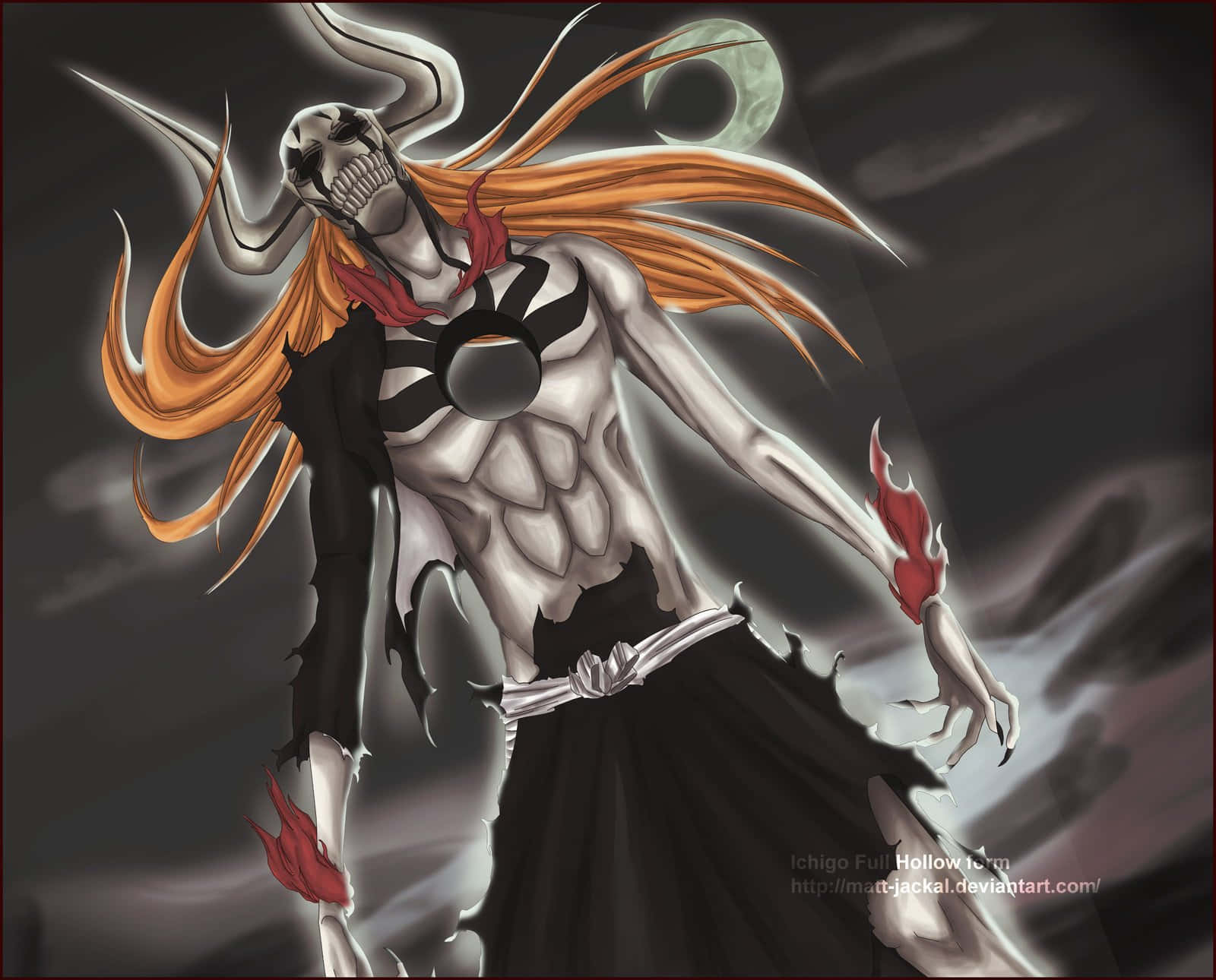 A Skeleton With Long Hair And Orange Hair