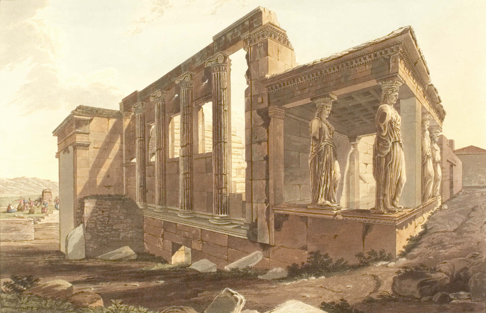 A Sketch Of The Erechtheion In The Ancient Times