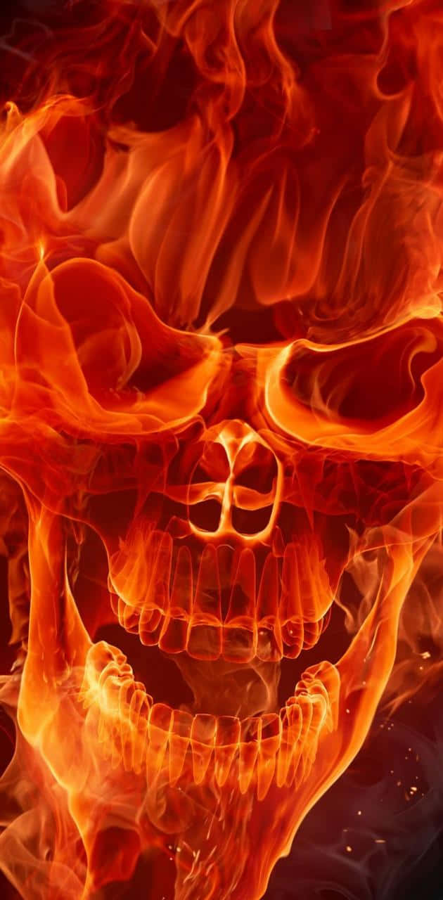 A Skull Ablaze With Red Flames. Background