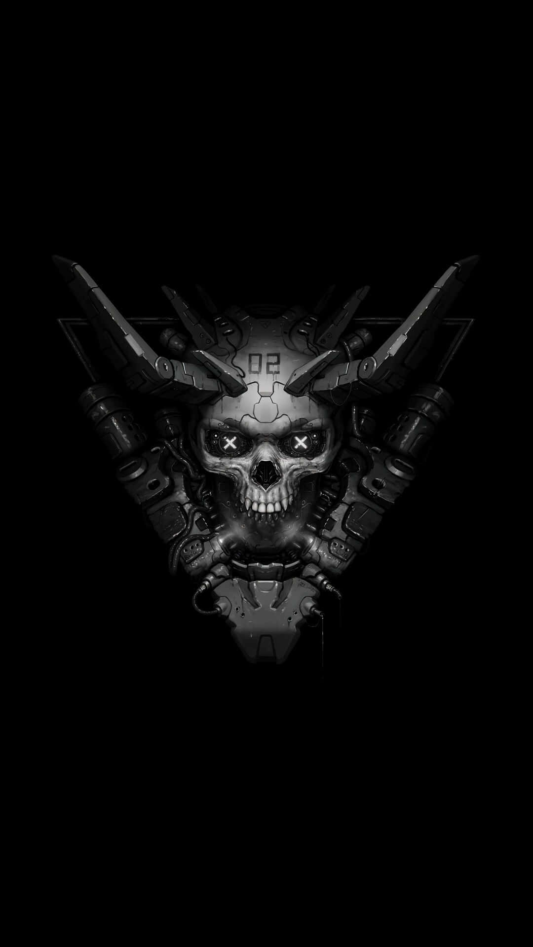 A Skull And Two Crossed Bones Against A Black Background