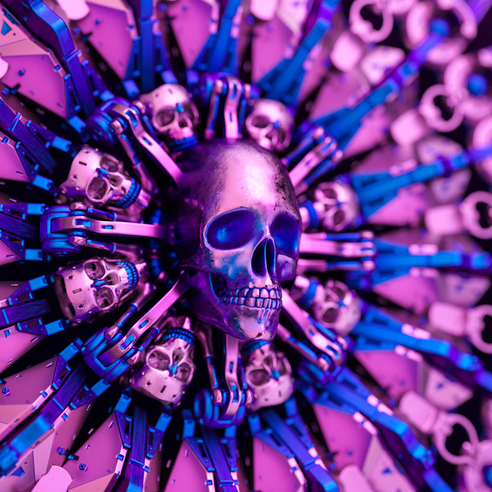 A Skull In The Center Of A Circle Background