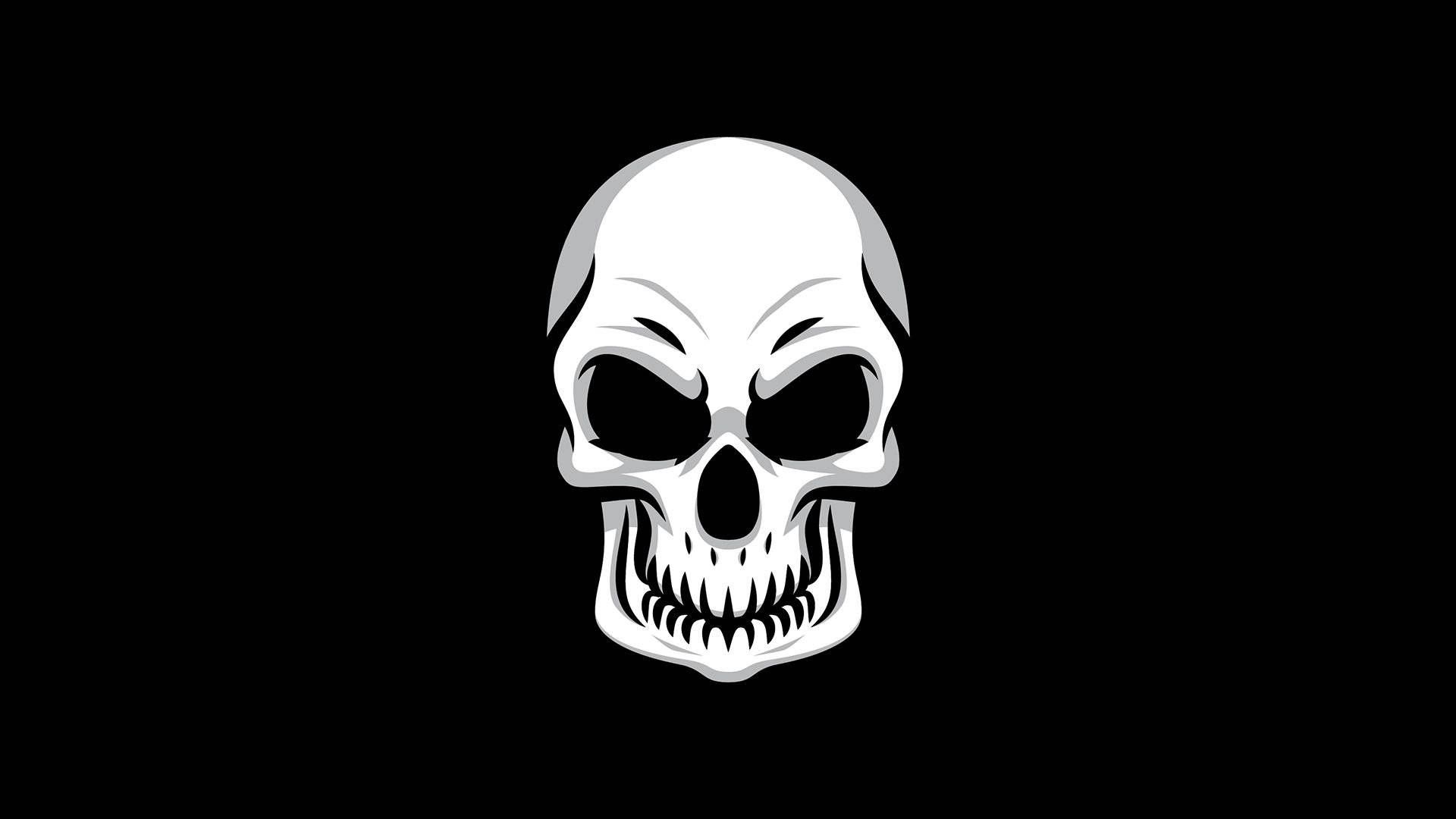 A Skull On A Black Background Background