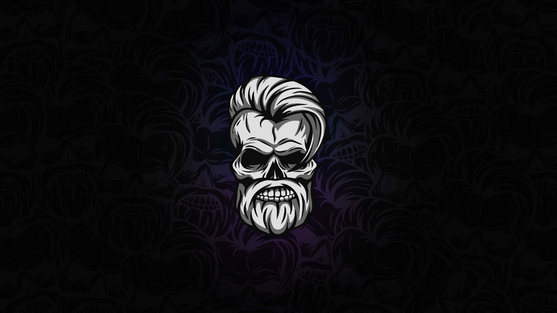 A Skull With A Beard On A Dark Background Background