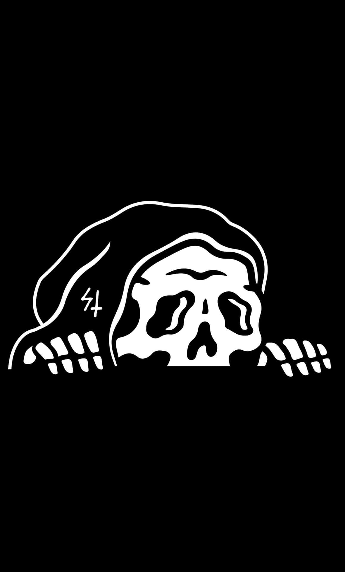 A Skull With A Hat On A Black Background Background