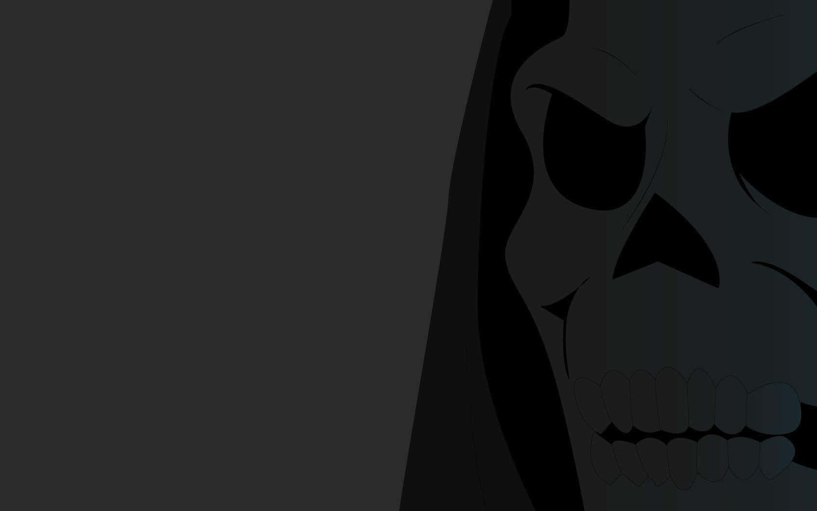 A Skull With A Hood Is Shown On A Black Background