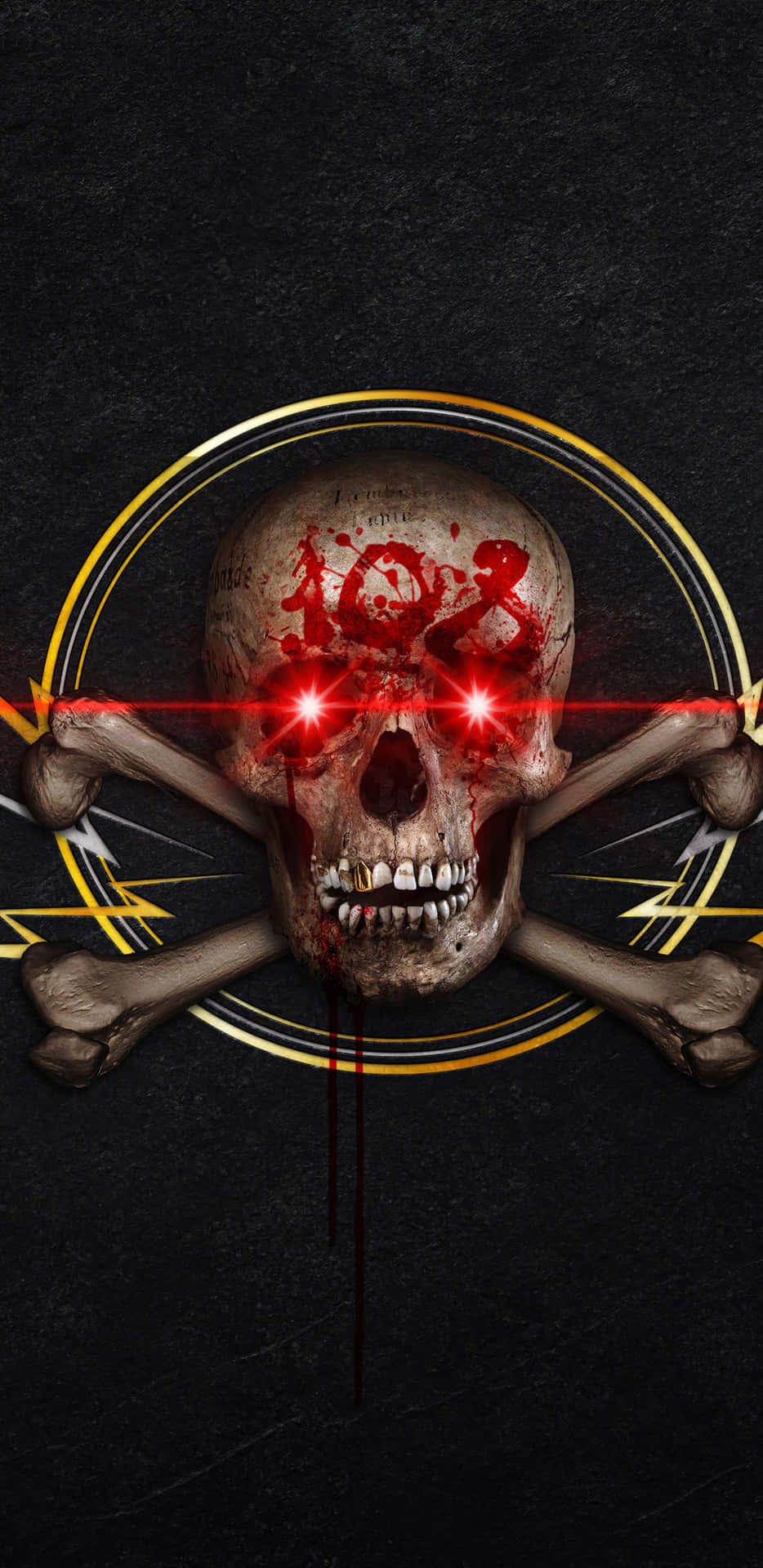 A Skull With Bloody Eyes And Crossed Swords Background