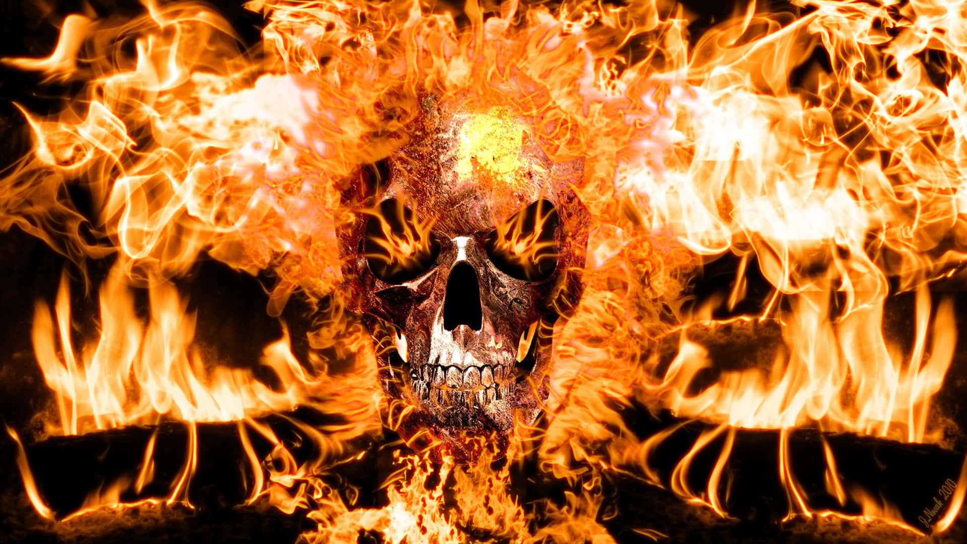 A Skull With Flames On It