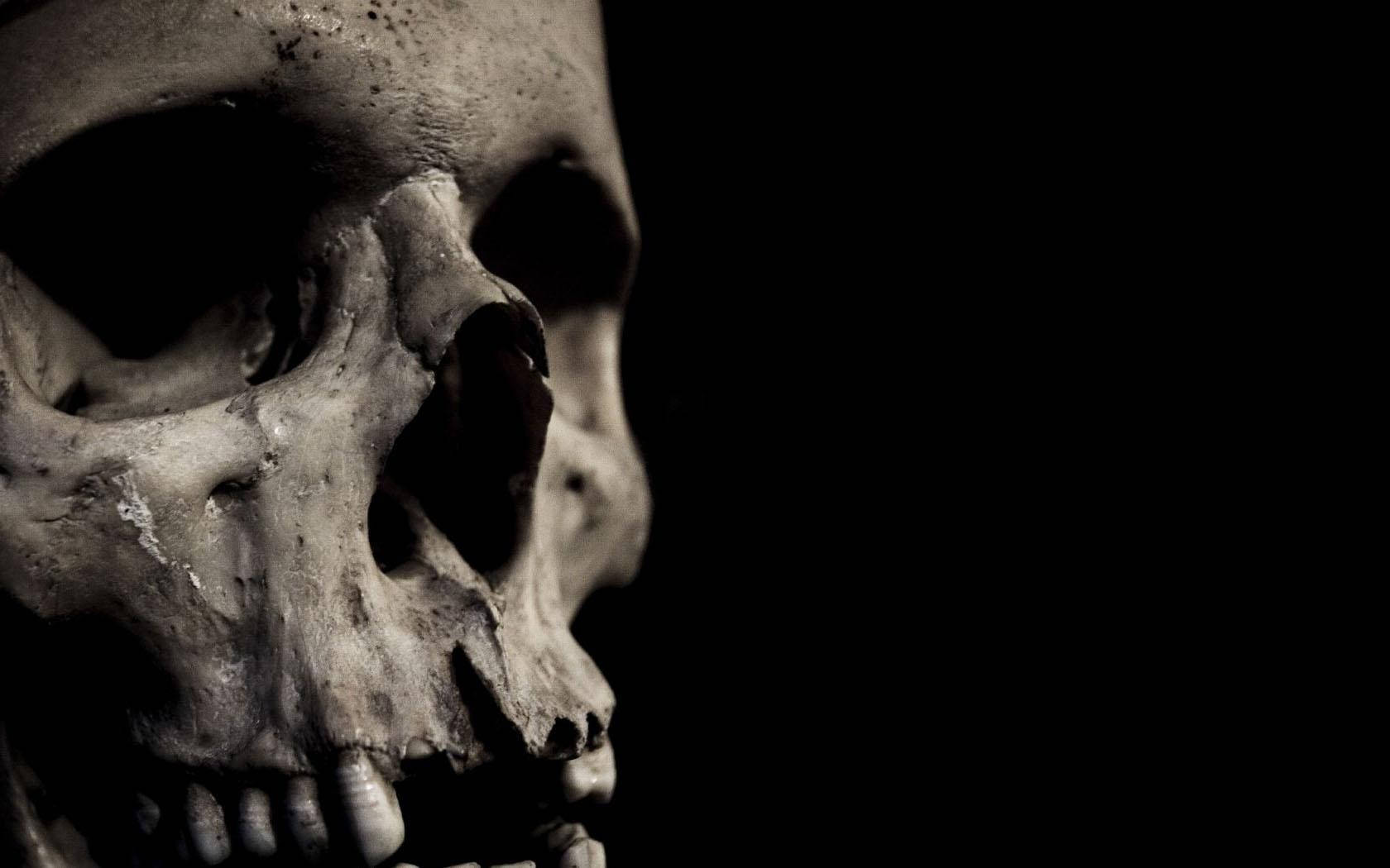 A Skull With Teeth On A Black Background Background